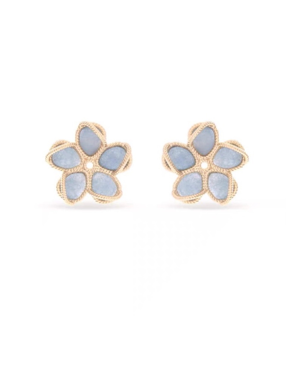 Zimmermann Gold Flower Stud Earrings with Light Blue Petals